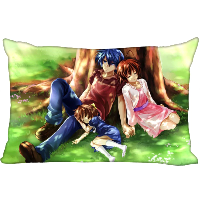 Горячая CLANNAD печатных атласные Наволочки две стороны Стандартный шелк мягкий прямоугольник на молнии наволочка больше размер Пользовательский логотип