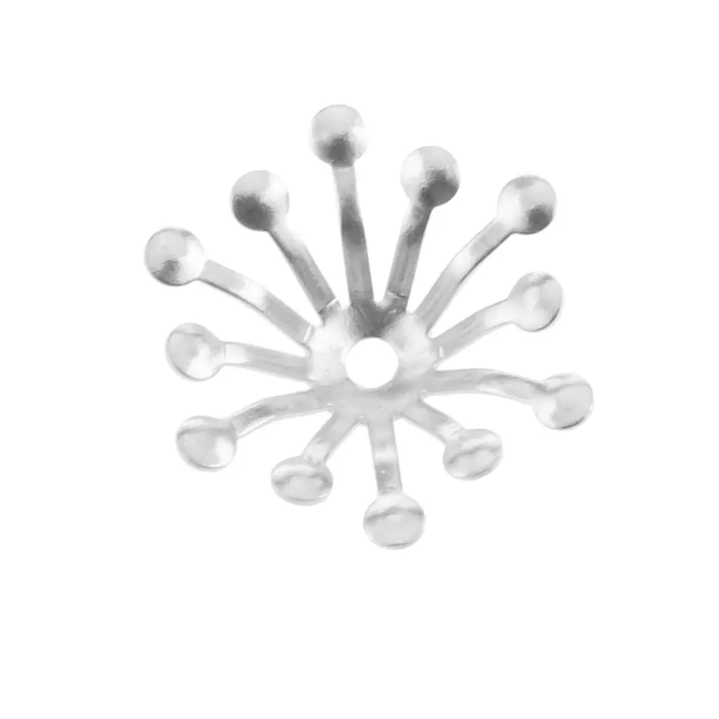 Pack of 200 Pcs 0.51inch White silver color Tone Copper Filigree Flower Bead Caps End Caps 13mm in Diameter for DIY Jewelry Making