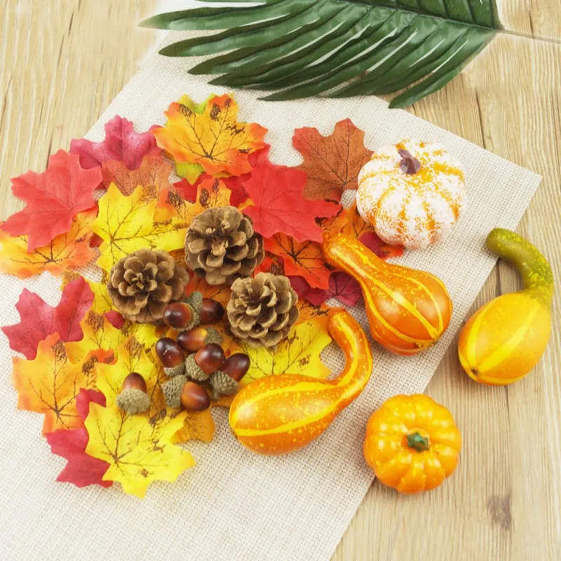 

166/50Pcs Thanksgiving Artificial Silk Maple Leaves For Home Wedding Party Simulation Halloween Craft Christmas Decoration