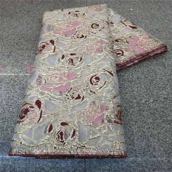 

Fashion Gilding African Brocade Jacquar Lace Fabric Flower Style Gilding French Mesh Lace Fabric For Nigerian Party Wedding
