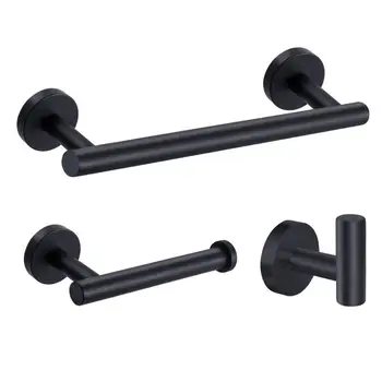 

Bathroom Hardware Set Black Robe Hook Towel Rail Bar Rack Bar Shelf Tissue Paper Holder Toothbrush Holder Bathroom Acces