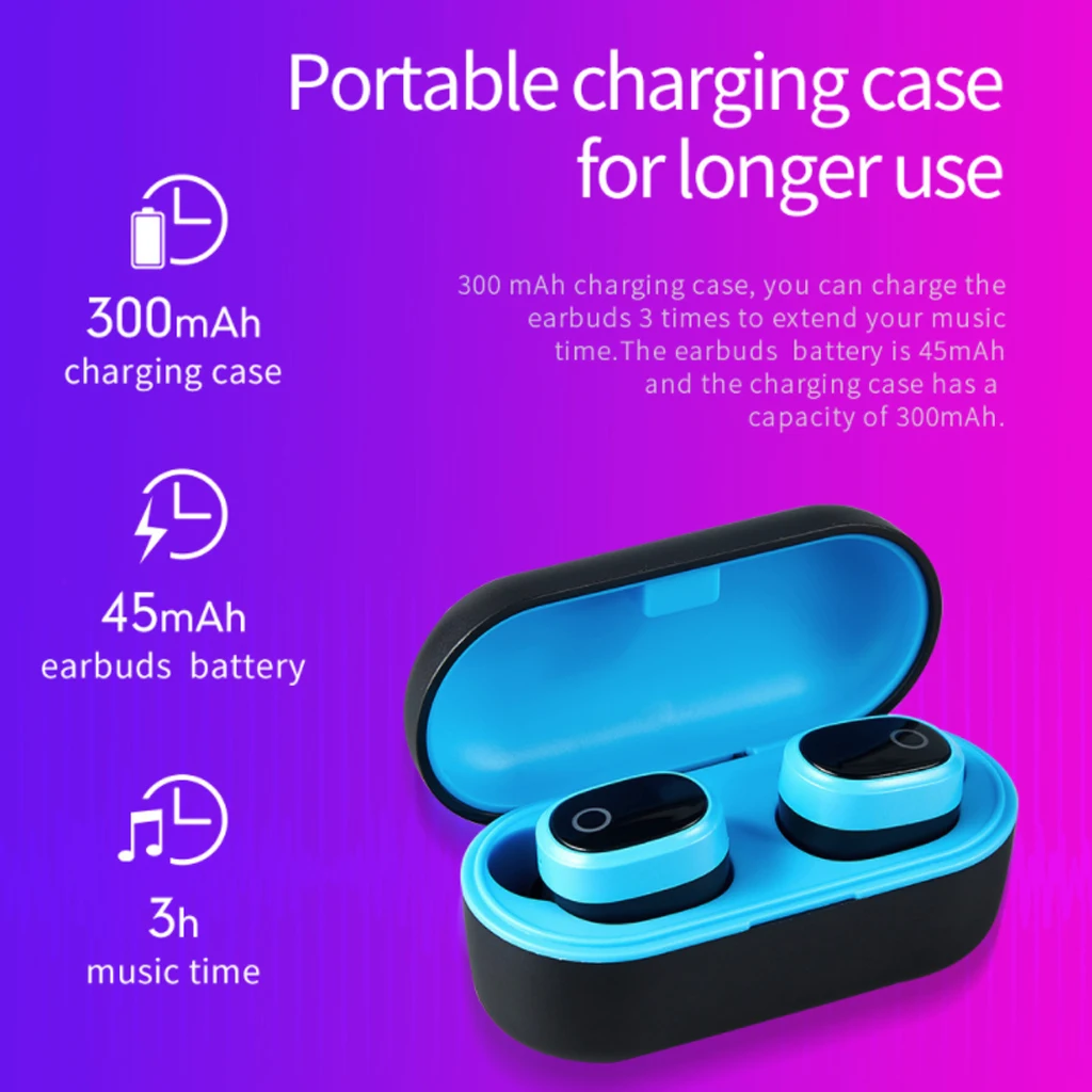High quality Wireless Bluetooth 5 0 Stereo Headset In Ear Earphone With Charging Bin Bluetooth headset For Iphone Samsung