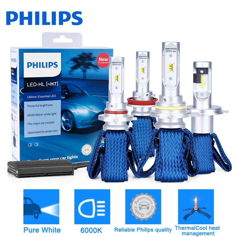 Светодиодные лампы Philips для фар H7 H4 H8 Ultinon Essential HB3 9005 HB4 9006 H11 светодиодные