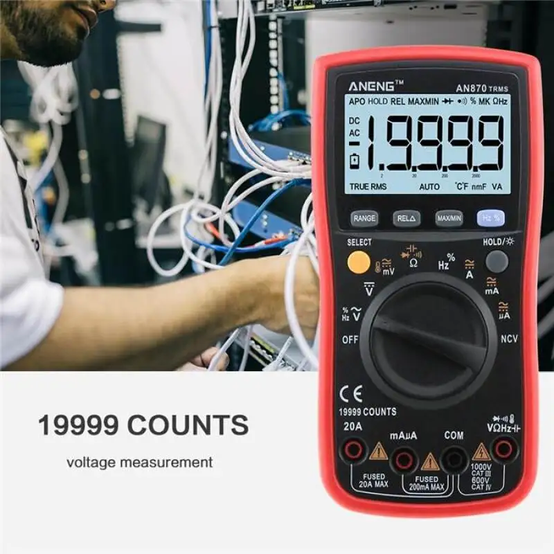 Цифровой мультиметр ANENG AN870 NCV 19999 отсчетов автоматический ампервольтметр