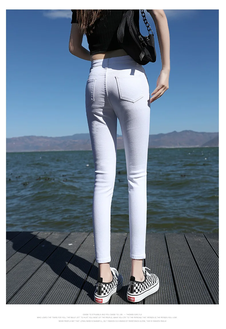 ariat jeans 6color White Sky Blue New Summer Women's Jeans Small Feet Slim-fit Skinny Jeans Elasticity High Waist Comfortable Soft Cotton slim fit