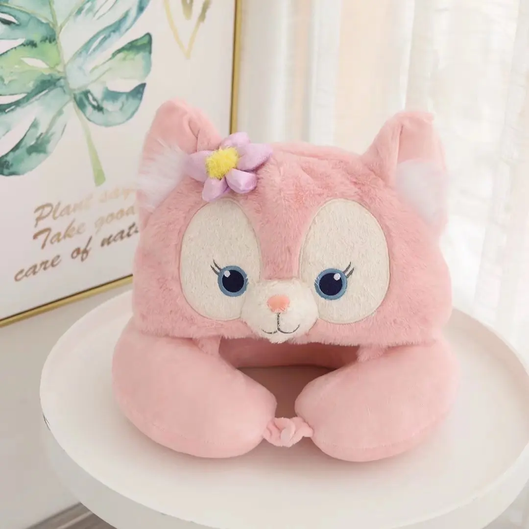 U-shaped Pillow Hoodie Travel Neck Pillow For Sleep Kawaii Anime LinaBell Hooded Pillows For Airplane Cartoon Pink Fox Gifts 6