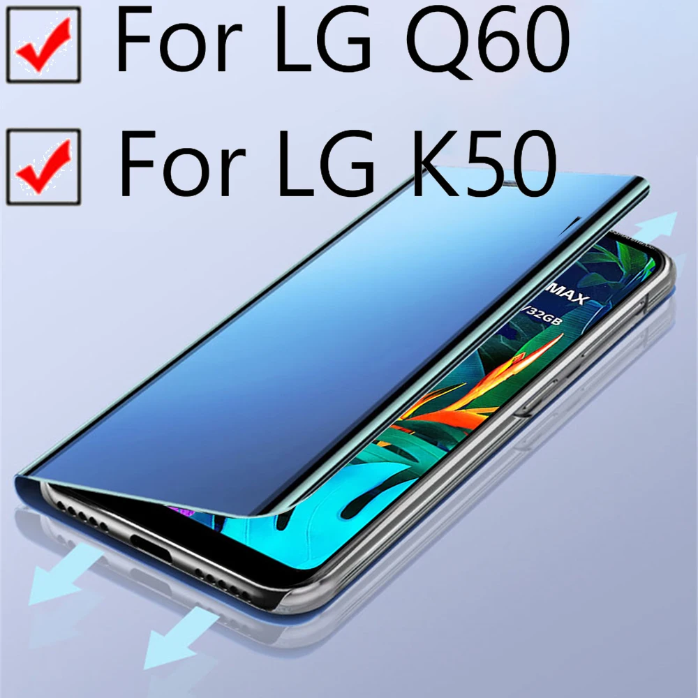 Зеркальный Чехол-книжка K50 для LG k 50 q 60 откидной Чехол телефона Q60 lg q60 k50 умный