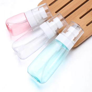 

1Pc Empty Spray Bottles Pink Squeeze Travel Refillable Cosmetic Containers Transparent Disinfectant Bottle Press Bottle Portable