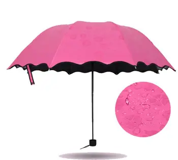 

Color Changing After Water Magic Umbrella Three Folding UV-Protection Sun/Rain Travel Umbrellas Gift for Lady Girl SN2900