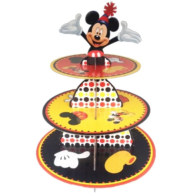 Мультфильм Микки Маус День рождения украшения Детские душевые салфетки торт Топпер воздушные шары украшения день рождения принадлежности - Цвет: 1 set Cake stand