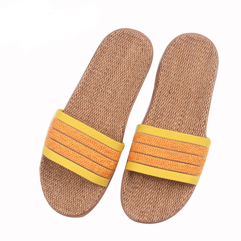 

Шлепанцы Glglgege женские льняные, повседневные домашние тапочки с ремнем в полоску, с открытым носком, для влюбленных, сланцы, цвет белый, лето