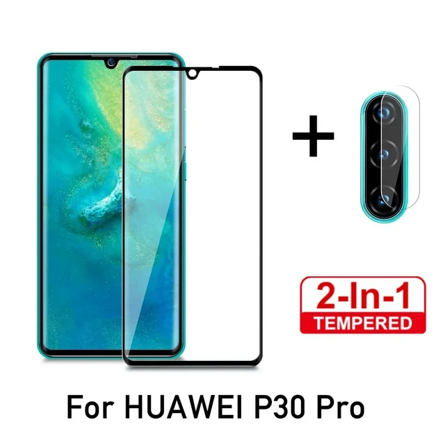 2 в 1 Защитное стекло для huawei p30 lite камера задняя крышка для Huwei p30 pro p 30 светильник 30 lite 30pro tremp очки чехол для объектива - Цвет: p30 pro 1front 1lens