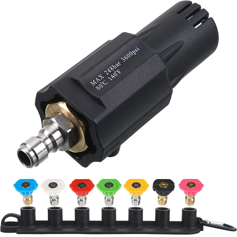 Pressure Washer Black Rotating Turbo Nozzle With 1/4" Quick Plug 3600PSI/248BAR 