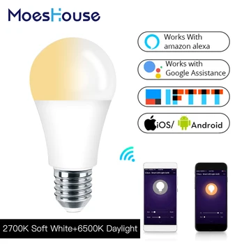 

WiFi Smart Light Bulb LED Lamp 7W Warm Cool White Smart Life/Tuya APP Remote Control Works with Alexa Echo Google E27 E26