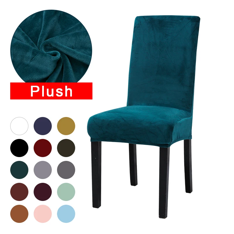 Case Chair-Cover Housse-De-Chaise Velvet Elastic Washable Kitchen Restaurant Thick Plush