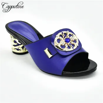 

Amazing Royal Blue African Lady High Heel Slipper Shoes 88-7 Heel Height 7cm, 5 Color