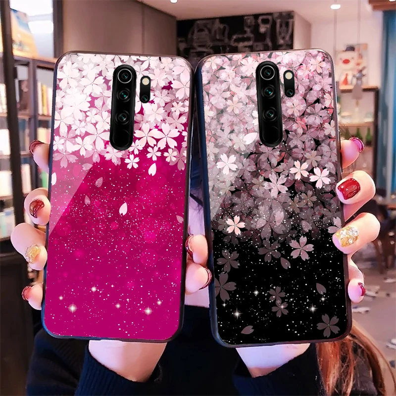 

Romantic Sakura flower cover case For xiaomi redmi Note 8 PRO 7 6 5 4 4X K20 Pro GO REDMI 7 6 5 Plus Tempered Glass Phone Case