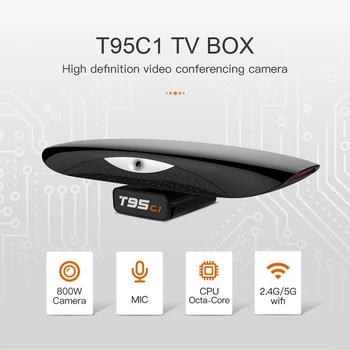 

T95C1 Smart TV Box Video Player 1080P HD 2+16GB Dual Band Wifi Bluetooth Built-in 800W Camera(EU Plug)
