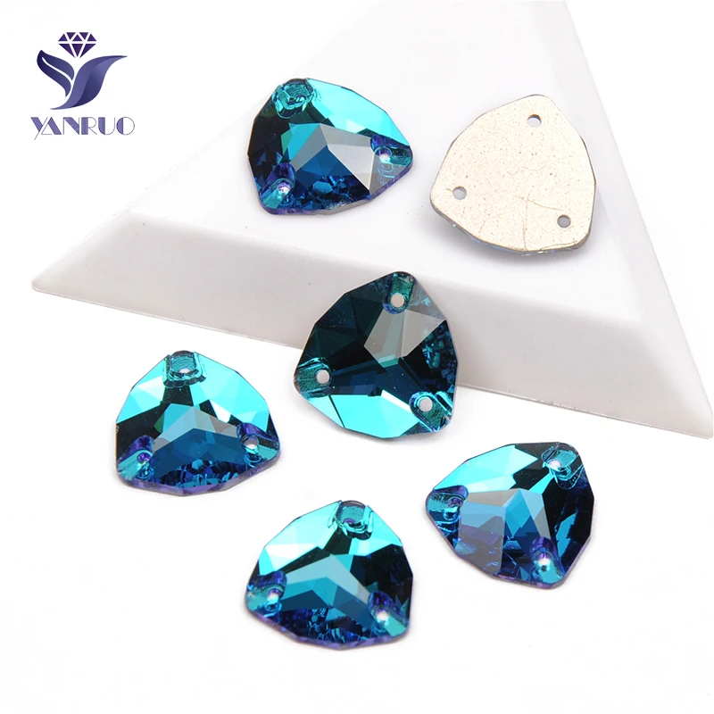 Blue Zircon YANRUO 3272 триллиантные пришитые камни Блестящие Стразы DIY Стразы для шитья с плоской задней частью стеклянные стразы для изготовления одежды - Цвет: Blue Zircon