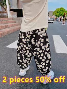 

Summer loose fashion children's harem pants boys casual trousers children's trousers small daisy pattern street focus