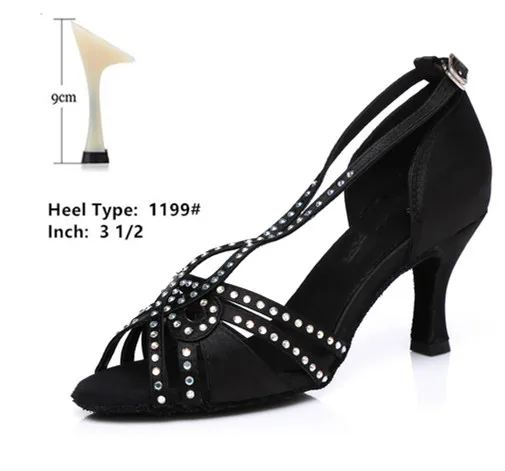 black 9cm Женские туфли для Бальных и латиноамериканских танцев черные коричневые туфли для сальсы 6/7. 5/8. 5 см красные Самба Танго Kizomba танцевальные сандалии с мягкой подошвой танцевальная обувь Туфли для латины - Цвет: black 9cm