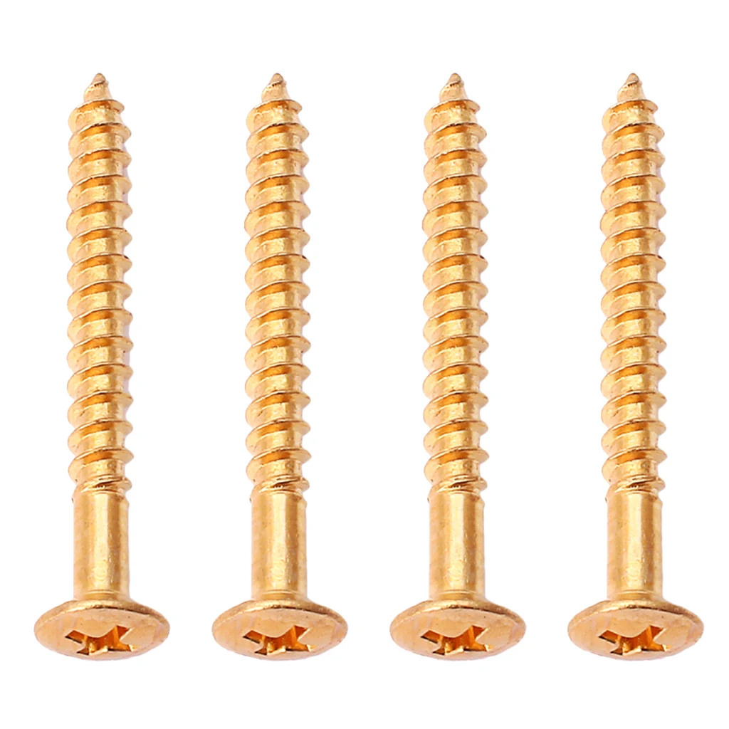 4 Pcs Golden Bridge Plate Mounting Screws For Stratocaste Elerctric Guitar