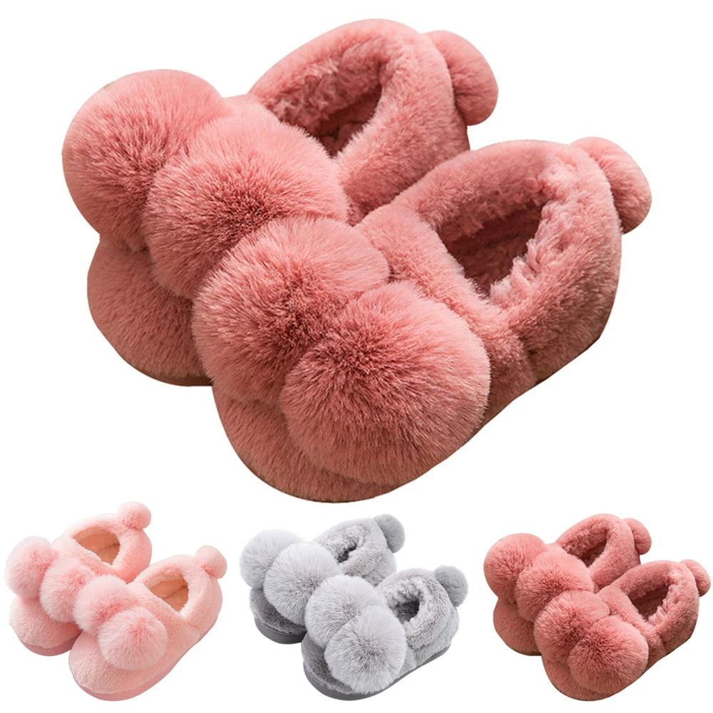Family Chidren Slippers Hot Sale Kids Baby Cute Cartoon Rabbit Shoes Winter Warm Indoor Non-Slip Slipper Home Cotton Shoes D30