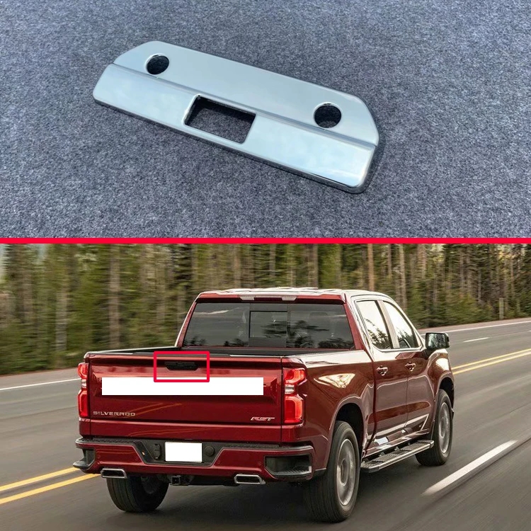 

For Chevrolet Silverado 2019 2020 Car Accessories ABS Chrome Rear Trunk Tailgate Door Handle Bowl Catch Cover Trim