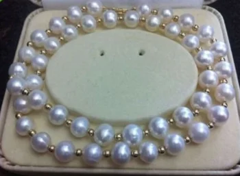 

REAL NOBLEST AAA+ 9-10MM AKOYA WHITE NATURAL PEARL NECKLACE 18" Collier Halsketten Big Sweater
