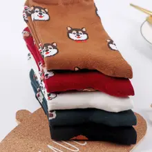 5 пар, женские носки Kawaii с изображением животных, милые носки в горошек с изображением щенка, чулочно-носочные изделия, подарки