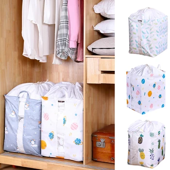 

75/100L Folding Laundry Basket Large Clothing Storage Basket With Drawstring Clothes Wardrobe Quilt Storage With Clear Window