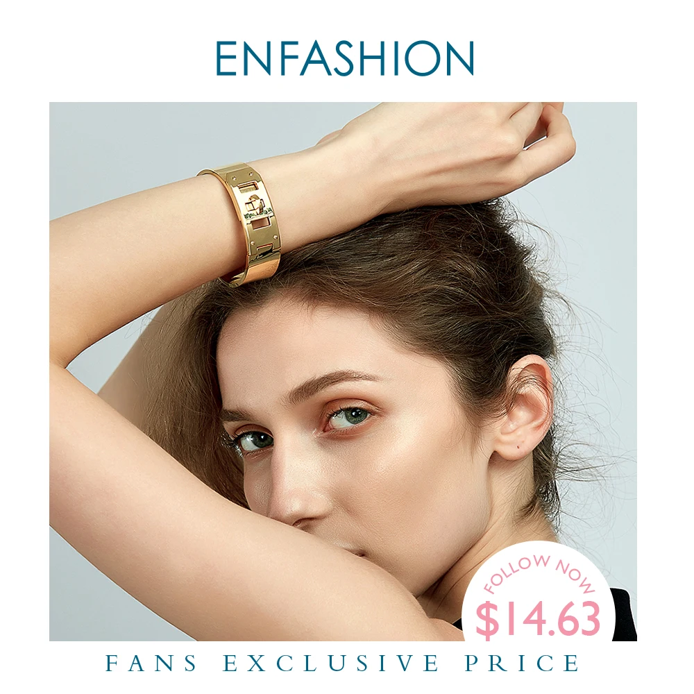 Enfashion ювелирные изделия панк широкий пояс Пряжка браслет на запястье золотой