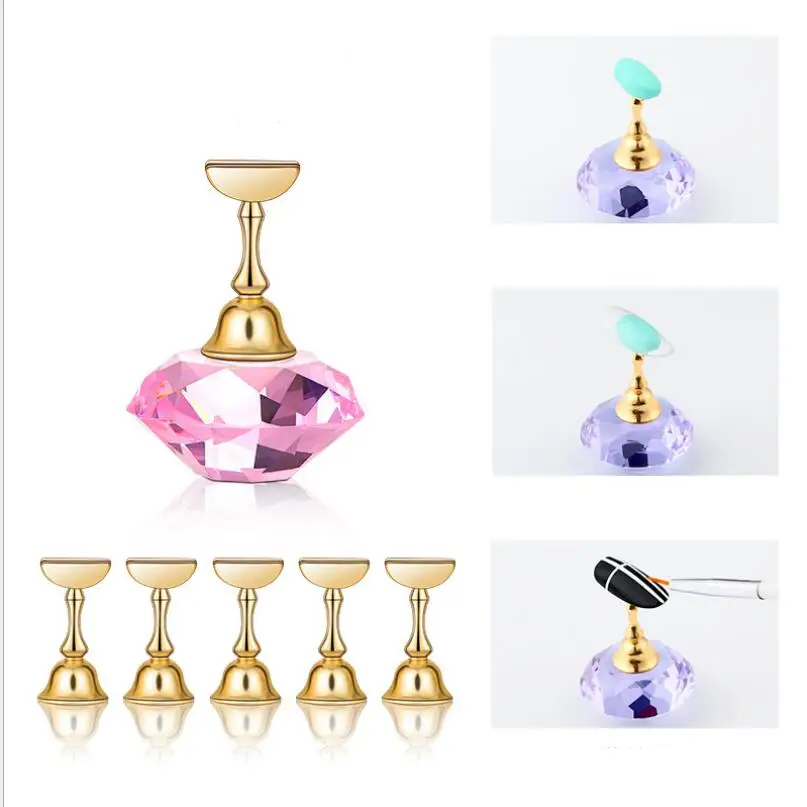 Nail-Art-Crystal-Base-Holder-Exercise-Block-Diamond-Shaped-Base-Manicure-Tool