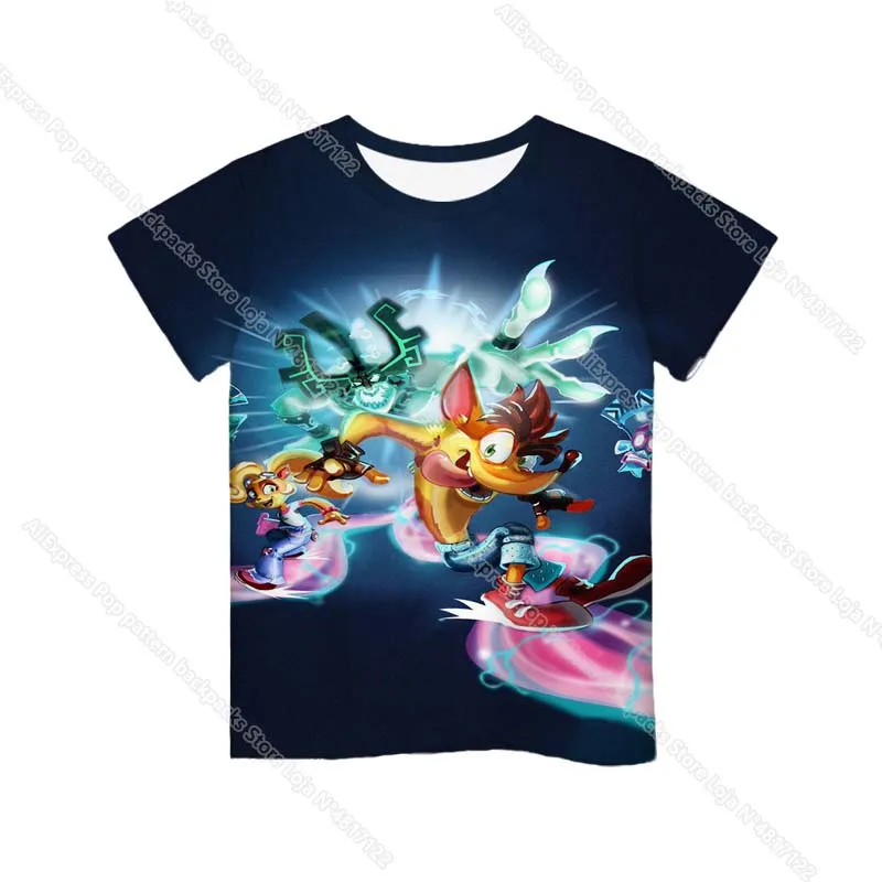 Summer Kids Crash Bandicoot On the Run 3D T Shirt Boys Girls Anime T-shirt Children Cartoon Tshirt Toddler Tee Tops Camiseta