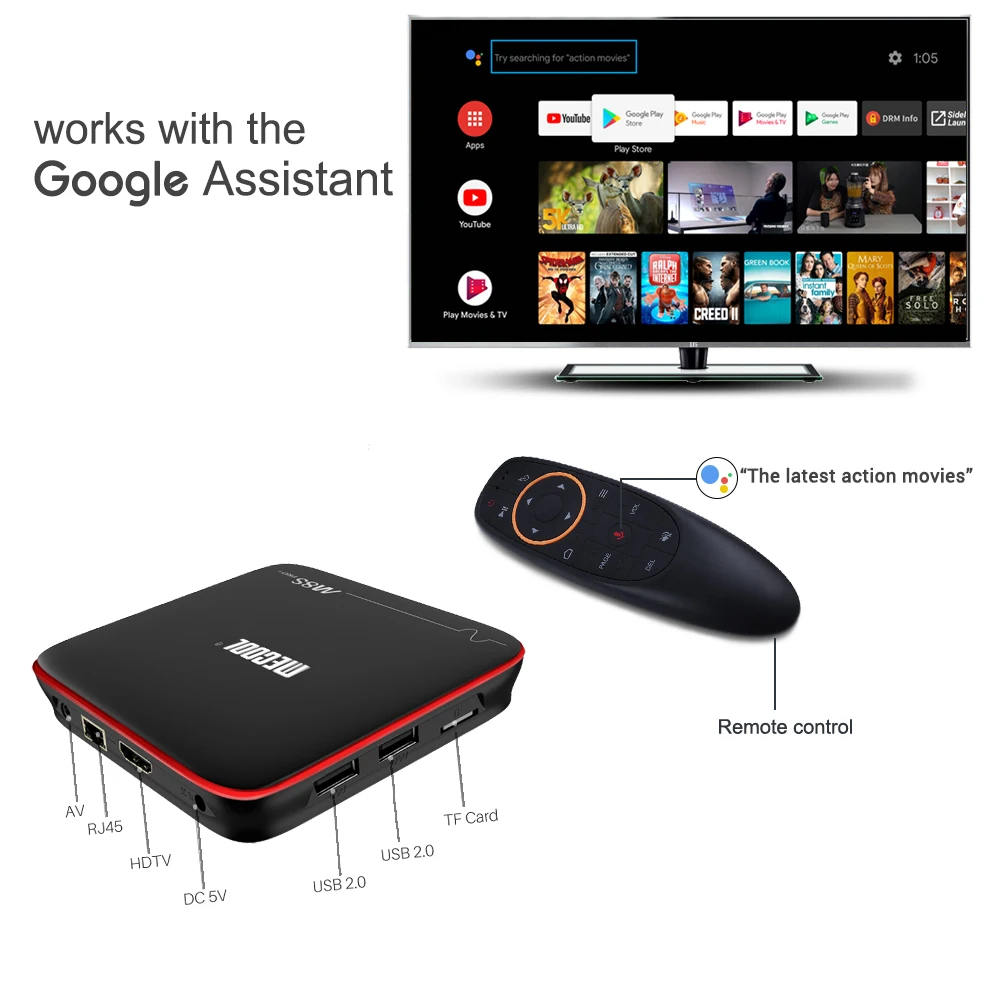 MECOOL M8S PRO W голос Управление Android 7 1 Смарт ТВ Box Amlogic S905W 4 ядра 1/2G 8G/16G Wi Fi Поддержка 4K