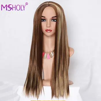 

Highlight Wig Straight Long Black Brown Gloden Honey Wig Synthetic Cosplay Natural Hair Wigs For Women Msholy Hair