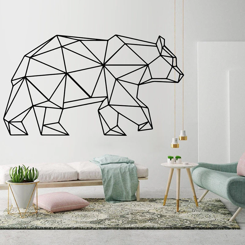 

Geometric Bear Wall Sticker Baby Nursery Kids Room Cartoon Large Geometric Animal Wall Decal Children Room Vinyl Home Decor