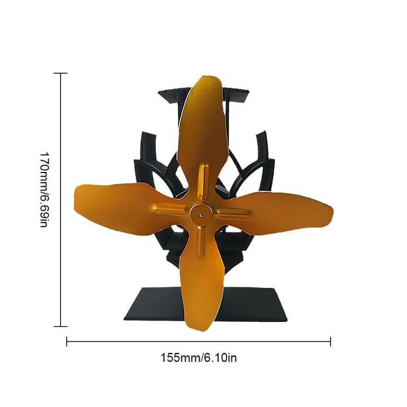 Новая 4T лопасти домашний камин тепловая электрическая плита вентилятор деревянная горелка бревна экологический вентилятор эффективное распределение тепла тихий тепловой мощный вентилятор - Цвет: 4 Blades-Glod