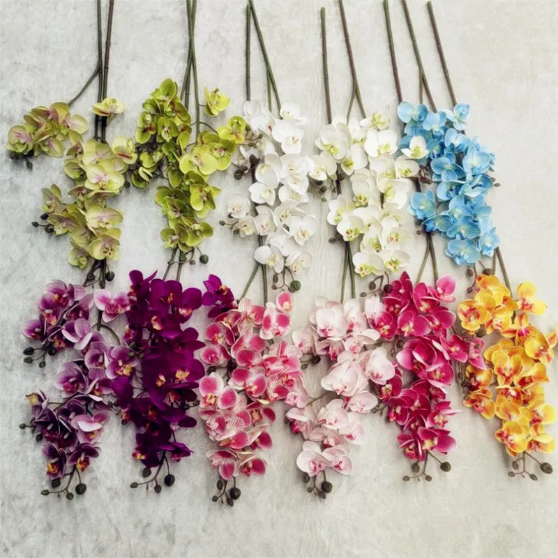 Um látex borboleta orquídea simulação 3d impressão 21 cabeças real toque phalaenopsis orquídeas para casamento flor artificial