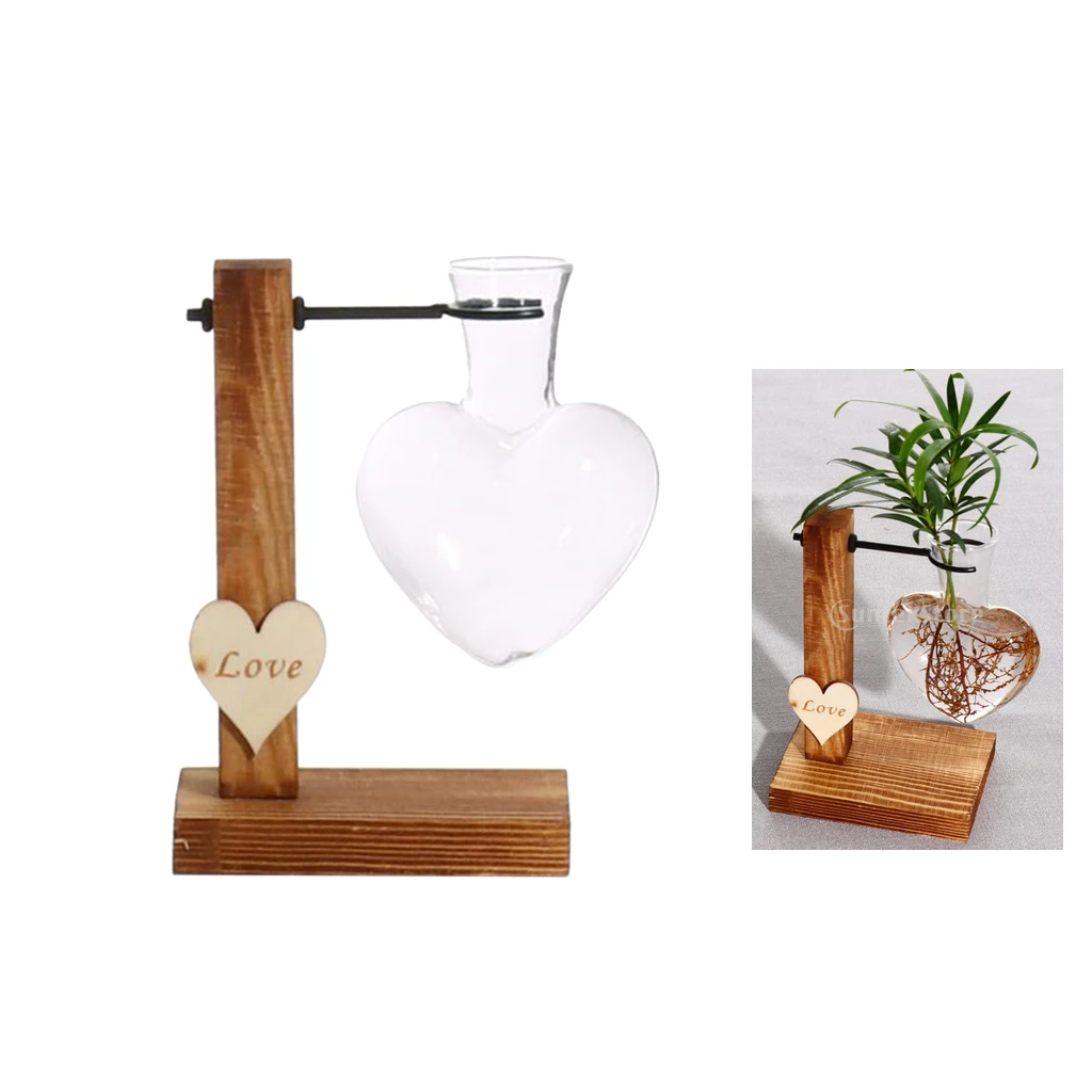 Glass Vase with Wooden Stand, Nice Decorative Crafts in the Bedroom, Living Room, Office, etc.