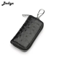 Модный кошелек для ключей из натуральной кожи, автомобильный брелок для ключей, чехол для ключей с узором страуса, большая вместительность, унисекс, автомобильный брелок, Органайзер