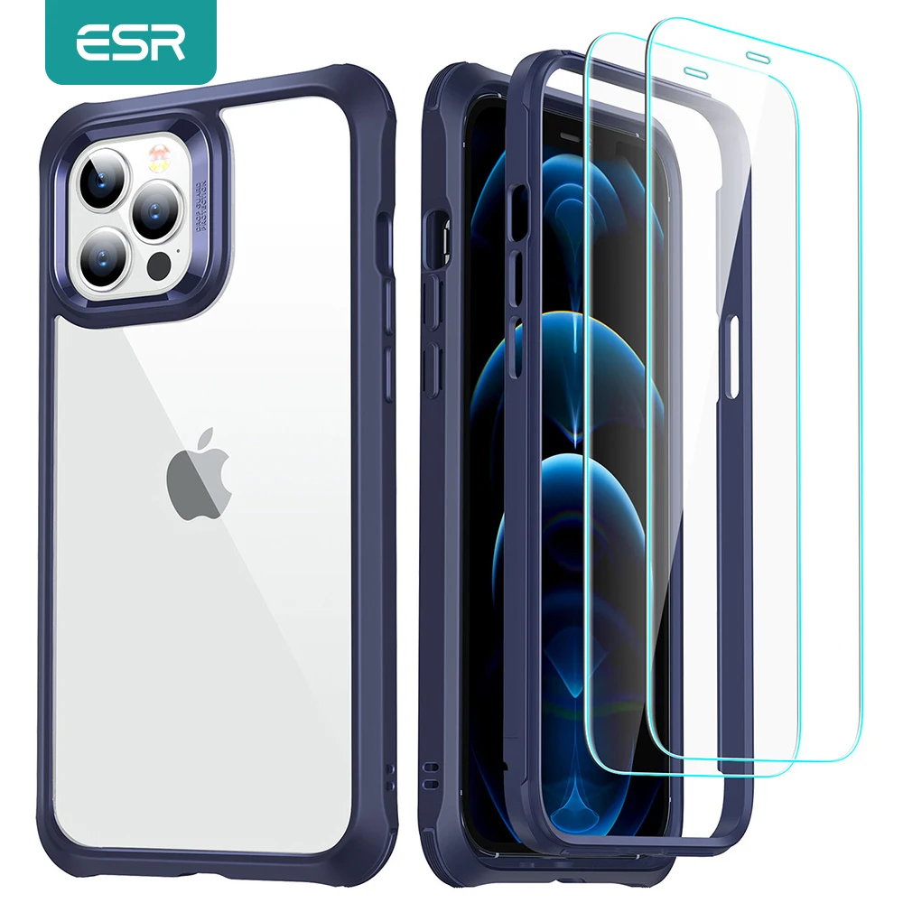 ESR for iPhone 12 Pro Max Case with 2pcs Tempered Glass Alliance Tough Full-Body Case for iPhone 12 Full Protection Bundle Funda