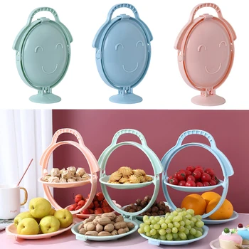 

Creative Folding Candy Fruits Plastic Plates Outing Picnic Portable Snacks Dishes Bowl Tray Cute Wedding Home Party Supplies
