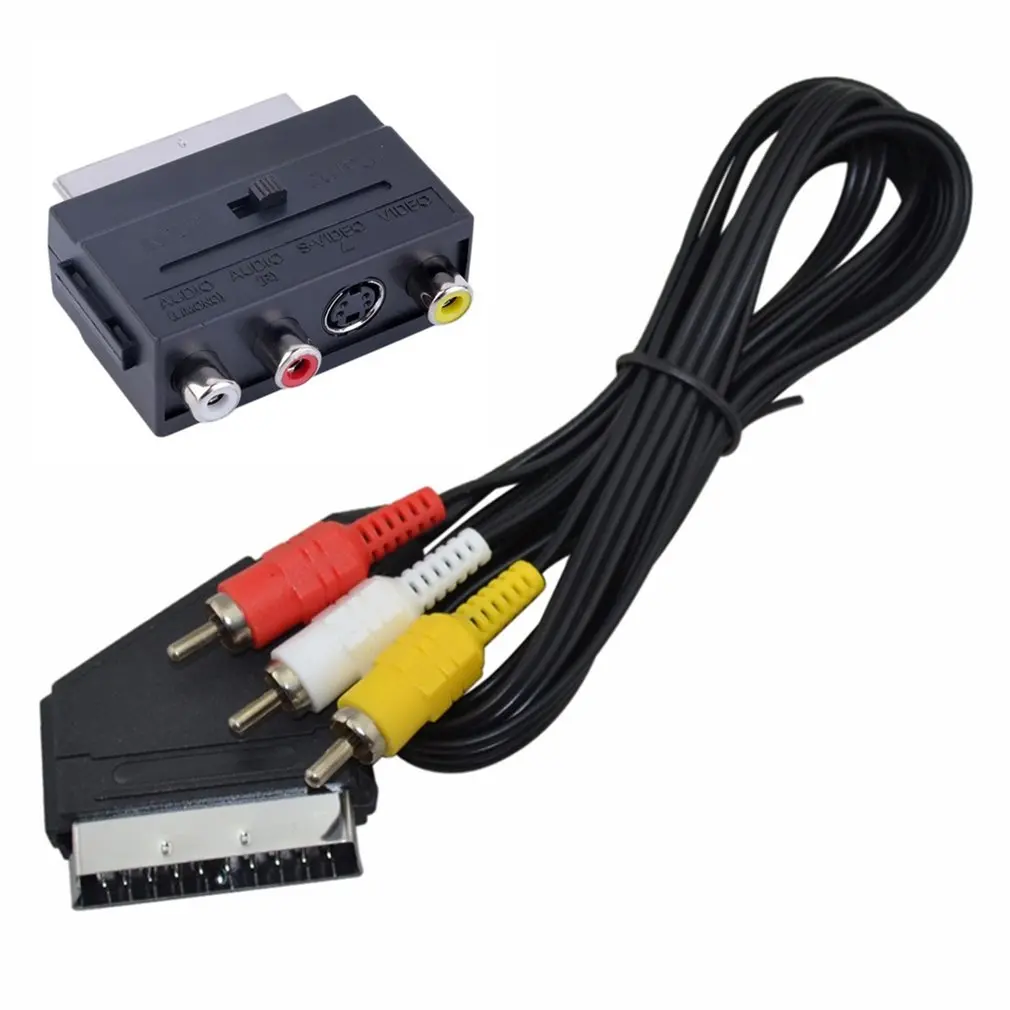 1 5 м Scart на 3 RCA Аудио Видео ТВ/DVD Штекерный кабель свинцовый переключатель