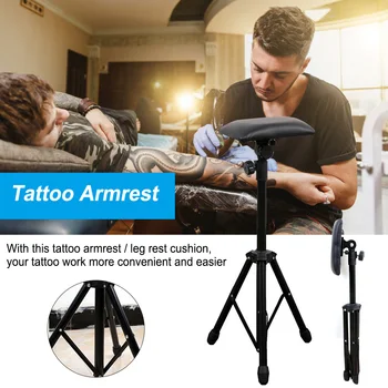 

Tattoo Armrest Foldable Leg Stand with Soft Sponge Pad Adjustable Height Portable Tripod Salon Tattoo Foldable Leg Stand