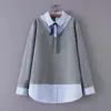 Women's Loose Stripe Tops, Female Hoodies, Plus Size Sweatshirts, Casual Clothes, Fake Two Pieces, Spring, Autumn