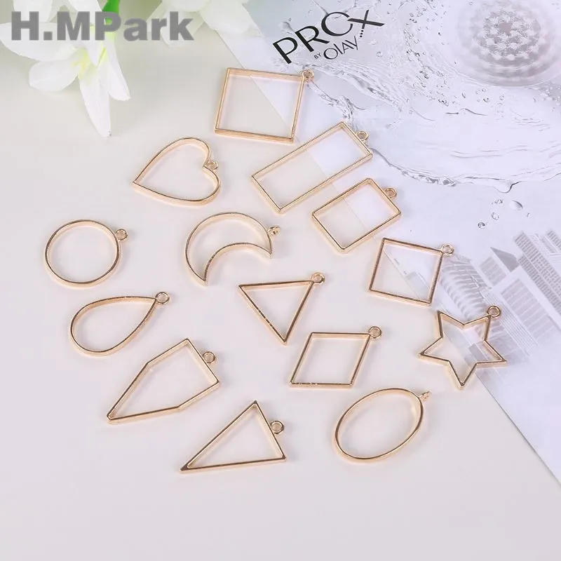 

2019 New 14 Pcs/set DIY Jewelry Alloy Geometry Epoxy Border Pendant Jewelry Making Hand Made Accessories Frame