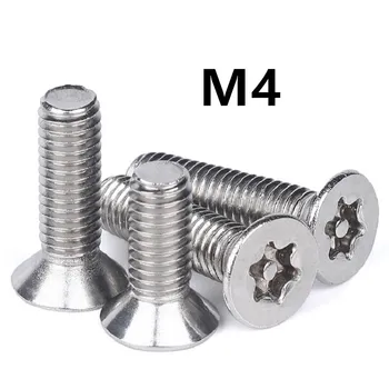 

100pcs/lot M4x6/8/10/12/14/16/20/25/40mm Stainless steel countersunk head torx with pin screw anti theft safety security screws