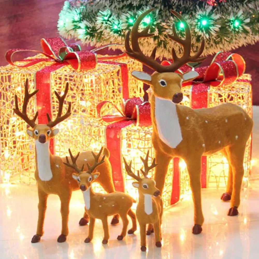 Плюшевый Рождественский олень, стоящий Рождественский симулятор, олень, кукла, имитация рождественской игрушки, офисный подарок, детский магазин, новогодний олень