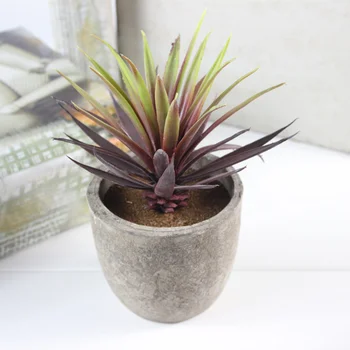 

2 pcs Artificial Succulents Mini Fake Potted Retro Simulation Plants for Home Office